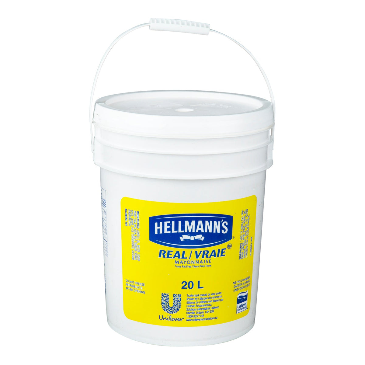 Mayonnaise Real Gluten-Free - 1 x 20 L - Hellmans - Restaurant and Foodservice Ingredients - Canadian Distribution - Ships Free Within Canada on Orders Above CAD $199