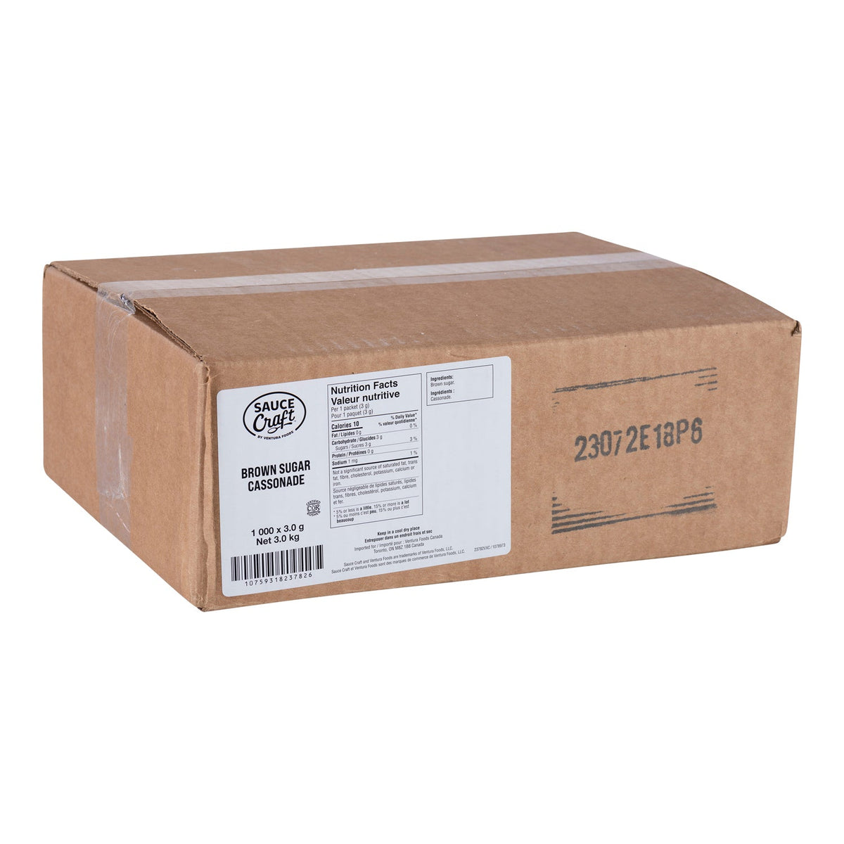 Sugar Brown - 1000 x 3 g - Sauccft - Restaurant and Foodservice Ingredients - Canadian Distribution - Ships Free Within Canada on Orders Above CAD $199