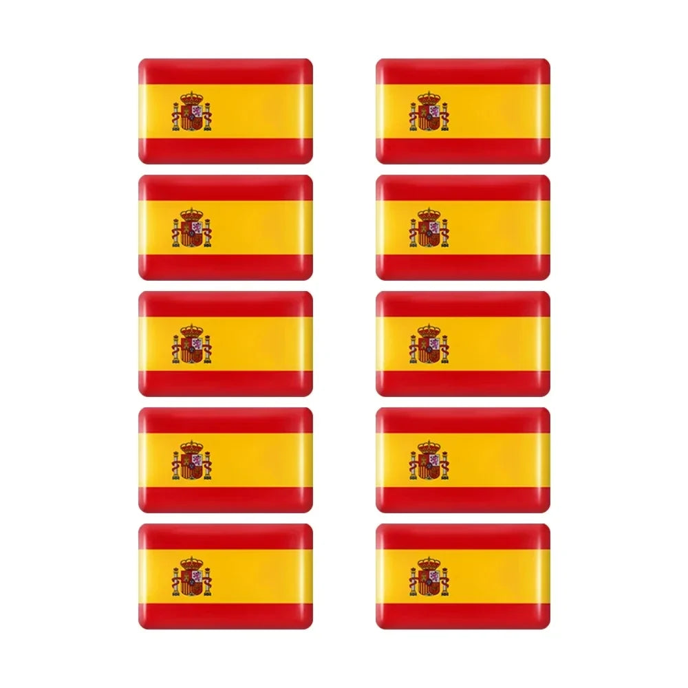 Epoxy Spain Flag Sticker Car Interior Decoration Decal | 10 / 20 / 50 Pack for SEAT / Cup Holder
