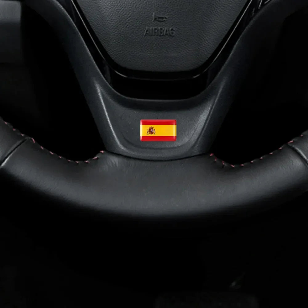 Epoxy Spain Flag Sticker Car Interior Decoration Decal | 10 / 20 / 50 Pack for SEAT / Cup Holder
